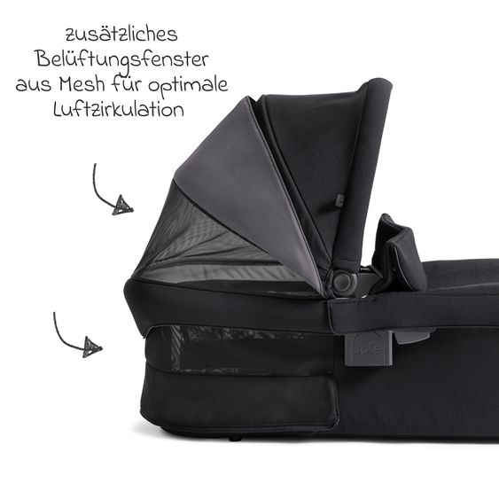Joie Signature 2in1 Kombi-Kinderwagen Vinca bis 22 kg belastbar mit Babywanne Ramble Xl, Teleskopschieber, umsetzbare Sitzeinheit, inkl. Adapter & Regenverdeck - Signature - Eclipse