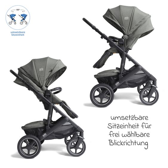 Joie Signature 2in1 Kombi-Kinderwagen Vinca bis 22 kg belastbar mit Babywanne Ramble Xl, Teleskopschieber, umsetzbare Sitzeinheit, inkl. Adapter & Regenverdeck - Signature - Evergreen