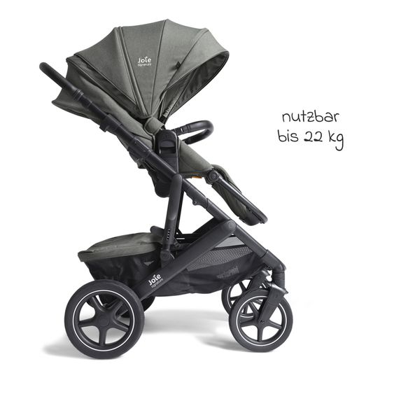 Joie Signature 2in1 Kombi-Kinderwagen Vinca bis 22 kg belastbar mit Babywanne Ramble Xl, Teleskopschieber, umsetzbare Sitzeinheit, inkl. Adapter & Regenverdeck - Signature - Evergreen