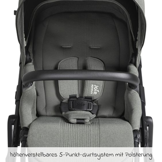 Joie Signature 2in1 Kombi-Kinderwagen Vinca bis 22 kg belastbar mit Babywanne Ramble Xl, Teleskopschieber, umsetzbare Sitzeinheit, inkl. Adapter & Regenverdeck - Signature - Evergreen