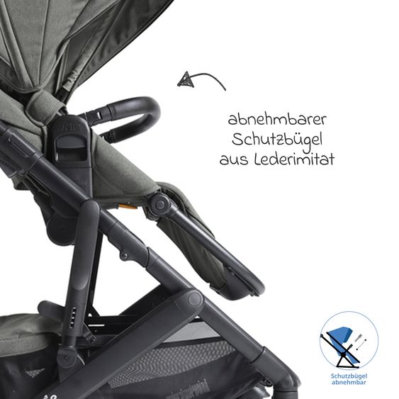 Joie Signature 2in1 Kombi-Kinderwagen Vinca bis 22 kg belastbar mit Babywanne Ramble Xl, Teleskopschieber, umsetzbare Sitzeinheit, inkl. Adapter & Regenverdeck - Signature - Evergreen