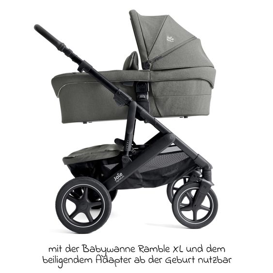 Joie Signature 2in1 Kombi-Kinderwagen Vinca bis 22 kg belastbar mit Babywanne Ramble Xl, Teleskopschieber, umsetzbare Sitzeinheit, inkl. Adapter & Regenverdeck - Signature - Evergreen