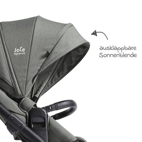 Joie Signature 2in1 Kombi-Kinderwagen Vinca bis 22 kg belastbar mit Babywanne Ramble Xl, Teleskopschieber, umsetzbare Sitzeinheit, inkl. Adapter & Regenverdeck - Signature - Evergreen