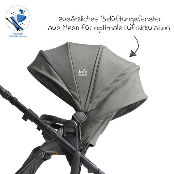 Joie Signature 2in1 Kombi-Kinderwagen Vinca bis 22 kg belastbar mit Babywanne Ramble Xl, Teleskopschieber, umsetzbare Sitzeinheit, inkl. Adapter & Regenverdeck - Signature - Evergreen