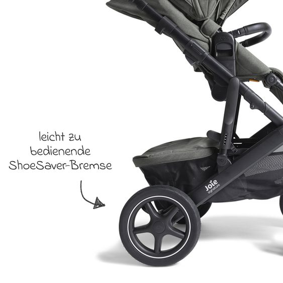 Joie Signature 2in1 Kombi-Kinderwagen Vinca bis 22 kg belastbar mit Babywanne Ramble Xl, Teleskopschieber, umsetzbare Sitzeinheit, inkl. Adapter & Regenverdeck - Signature - Evergreen