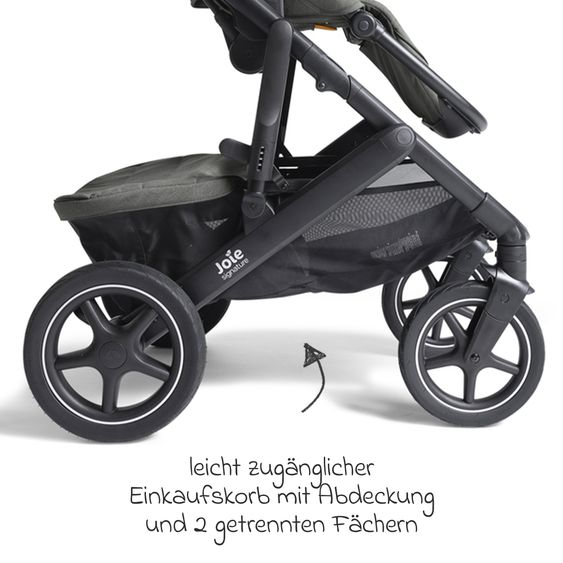 Joie Signature 2in1 Kombi-Kinderwagen Vinca bis 22 kg belastbar mit Babywanne Ramble Xl, Teleskopschieber, umsetzbare Sitzeinheit, inkl. Adapter & Regenverdeck - Signature - Evergreen