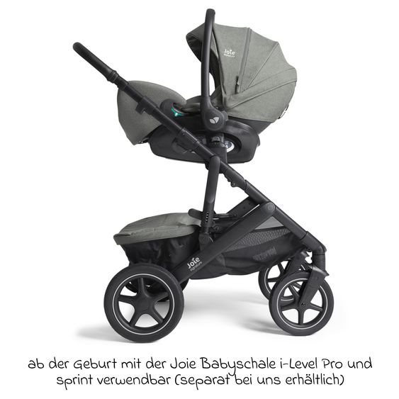 Joie Signature 2in1 Kombi-Kinderwagen Vinca bis 22 kg belastbar mit Babywanne Ramble Xl, Teleskopschieber, umsetzbare Sitzeinheit, inkl. Adapter & Regenverdeck - Signature - Evergreen