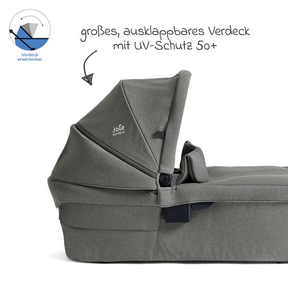 Joie Signature 2in1 Kombi-Kinderwagen Vinca bis 22 kg belastbar mit Babywanne Ramble Xl, Teleskopschieber, umsetzbare Sitzeinheit, inkl. Adapter & Regenverdeck - Signature - Evergreen