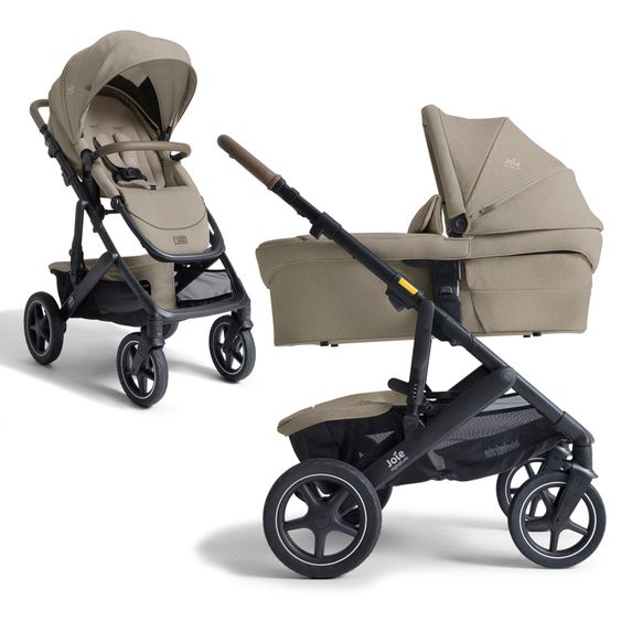 Joie Signature 2in1 Kombi-Kinderwagen Vinca bis 22 kg belastbar mit Babywanne Ramble Xl, Teleskopschieber, umsetzbare Sitzeinheit, inkl. Adapter & Regenverdeck - Signature - Sandstone