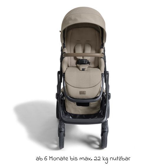 Joie Signature 2in1 Kombi-Kinderwagen Vinca bis 22 kg belastbar mit Babywanne Ramble Xl, Teleskopschieber, umsetzbare Sitzeinheit, inkl. Adapter & Regenverdeck - Signature - Sandstone