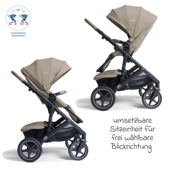 Joie Signature 2in1 Kombi-Kinderwagen Vinca bis 22 kg belastbar mit Babywanne Ramble Xl, Teleskopschieber, umsetzbare Sitzeinheit, inkl. Adapter & Regenverdeck - Signature - Sandstone
