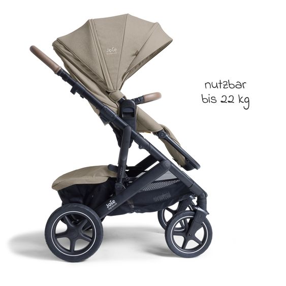 Joie Signature 2in1 Kombi-Kinderwagen Vinca bis 22 kg belastbar mit Babywanne Ramble Xl, Teleskopschieber, umsetzbare Sitzeinheit, inkl. Adapter & Regenverdeck - Signature - Sandstone