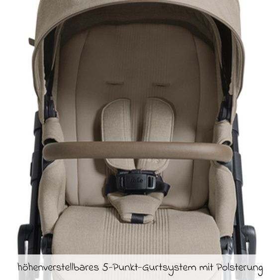 Joie Signature 2in1 Kombi-Kinderwagen Vinca bis 22 kg belastbar mit Babywanne Ramble Xl, Teleskopschieber, umsetzbare Sitzeinheit, inkl. Adapter & Regenverdeck - Signature - Sandstone
