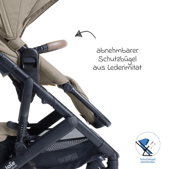 Joie Signature 2in1 Kombi-Kinderwagen Vinca bis 22 kg belastbar mit Babywanne Ramble Xl, Teleskopschieber, umsetzbare Sitzeinheit, inkl. Adapter & Regenverdeck - Signature - Sandstone