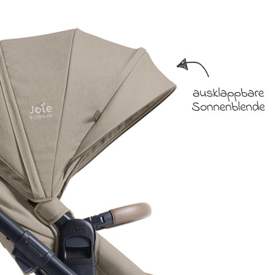 Joie Signature 2in1 Kombi-Kinderwagen Vinca bis 22 kg belastbar mit Babywanne Ramble Xl, Teleskopschieber, umsetzbare Sitzeinheit, inkl. Adapter & Regenverdeck - Signature - Sandstone