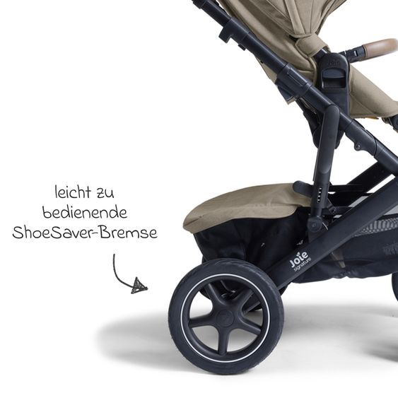Joie Signature 2in1 Kombi-Kinderwagen Vinca bis 22 kg belastbar mit Babywanne Ramble Xl, Teleskopschieber, umsetzbare Sitzeinheit, inkl. Adapter & Regenverdeck - Signature - Sandstone