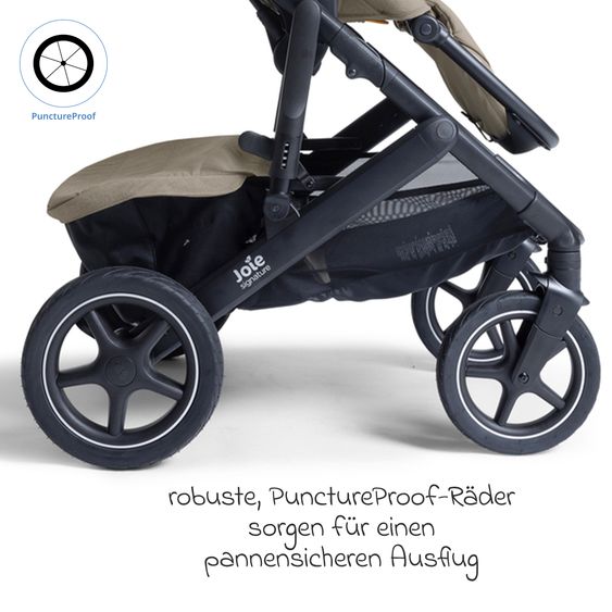 Joie Signature 2in1 Kombi-Kinderwagen Vinca bis 22 kg belastbar mit Babywanne Ramble Xl, Teleskopschieber, umsetzbare Sitzeinheit, inkl. Adapter & Regenverdeck - Signature - Sandstone