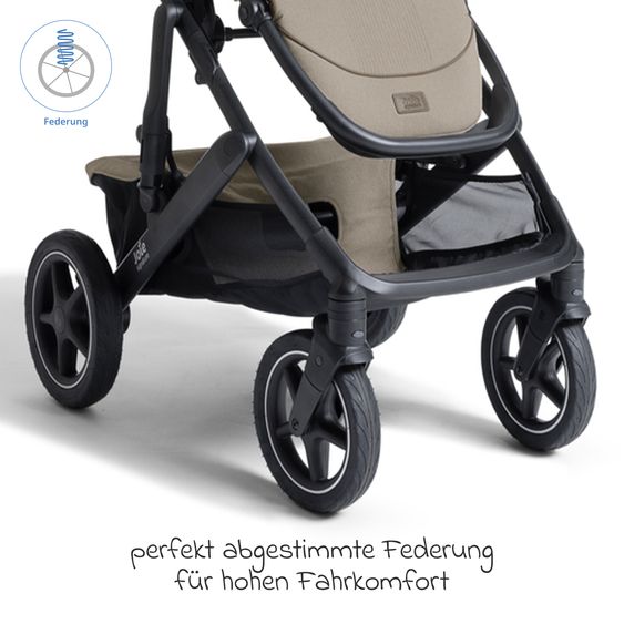 Joie Signature 2in1 Kombi-Kinderwagen Vinca bis 22 kg belastbar mit Babywanne Ramble Xl, Teleskopschieber, umsetzbare Sitzeinheit, inkl. Adapter & Regenverdeck - Signature - Sandstone