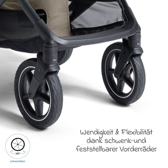 Joie Signature 2in1 Kombi-Kinderwagen Vinca bis 22 kg belastbar mit Babywanne Ramble Xl, Teleskopschieber, umsetzbare Sitzeinheit, inkl. Adapter & Regenverdeck - Signature - Sandstone