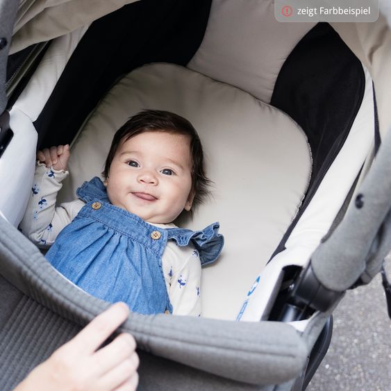 Joie Signature 2in1 Kombi-Kinderwagen Vinca bis 22 kg belastbar mit Babywanne Ramble Xl, Teleskopschieber, umsetzbare Sitzeinheit, inkl. Adapter & Regenverdeck - Signature - Sandstone
