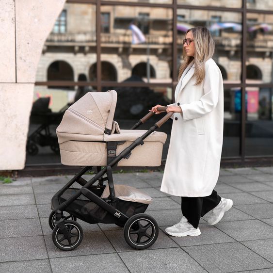 Joie Signature 2in1 Kombi-Kinderwagen Vinca bis 22 kg belastbar mit Babywanne Ramble Xl, Teleskopschieber, umsetzbare Sitzeinheit, inkl. Adapter & Regenverdeck - Signature - Sandstone