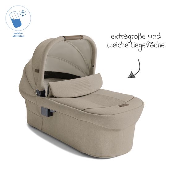 Joie Signature 2in1 Kombi-Kinderwagen Vinca bis 22 kg belastbar mit Babywanne Ramble Xl, Teleskopschieber, umsetzbare Sitzeinheit, inkl. Adapter & Regenverdeck - Signature - Sandstone