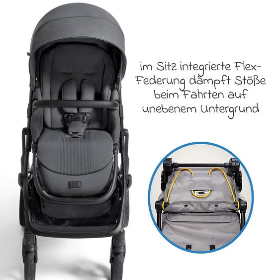 Joie Signature Passeggino Vinca 2in1 fino a 22 kg con materasso Alvi GRATUITO per navicella Ramble Xl, maniglione telescopico, seduta, adattatore e parapioggia inclusi - Signature - Ebano