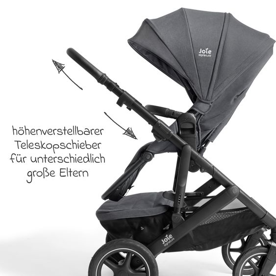 Joie Signature Passeggino Vinca 2in1 fino a 22 kg con materasso Alvi GRATUITO per navicella Ramble Xl, maniglione telescopico, seduta, adattatore e parapioggia inclusi - Signature - Ebano