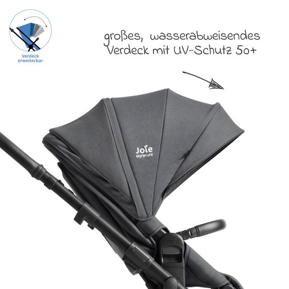 Joie Signature Passeggino Vinca 2in1 fino a 22 kg con materasso Alvi GRATUITO per navicella Ramble Xl, maniglione telescopico, seduta, adattatore e parapioggia inclusi - Signature - Ebano