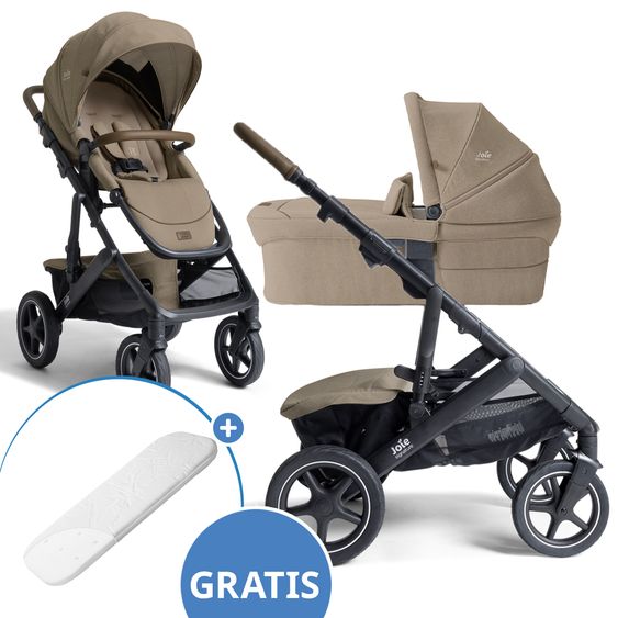 Joie Signature Passeggino Vinca 2in1 fino a 22 kg con materassino Alvi GRATUITO per navicella Ramble Xl, maniglione telescopico, unità di seduta, adattatore e parapioggia inclusi - Signature - Sandstone