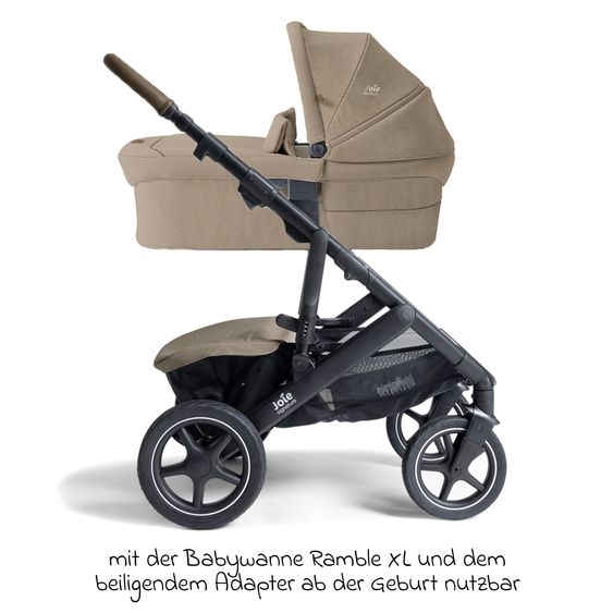 Joie Signature Passeggino Vinca 2in1 fino a 22 kg con materassino Alvi GRATUITO per navicella Ramble Xl, maniglione telescopico, unità di seduta, adattatore e parapioggia inclusi - Signature - Sandstone