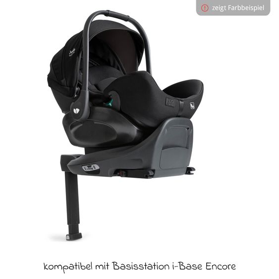 Joie Signature Babyschale I-Level Pro i-Size mit Isofix-Basisstation ab Geburt - 13 kg (40 cm -87 cm) mit Liegefunktuion, Sitzverkleinerer, Sonnenverdeck & Polsterschutz - Signature - Ebony