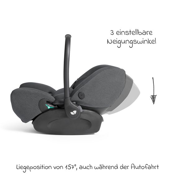 Joie Signature Babyschale I-Level Pro i-Size mit Isofix-Basisstation ab Geburt - 13 kg (40 cm -87 cm) mit Liegefunktuion, Sitzverkleinerer, Sonnenverdeck & Polsterschutz - Signature - Ebony