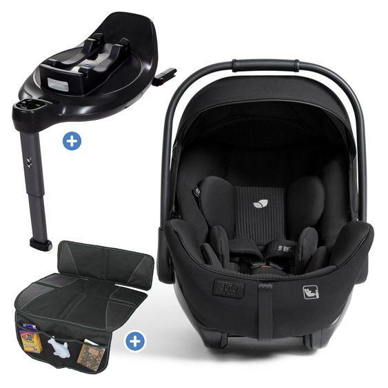 Joie Signature Babyschale I-Level Pro i-Size mit Isofix-Basisstation ab Geburt - 13 kg (40 cm -87 cm) mit Liegefunktuion, Sitzverkleinerer, Sonnenverdeck & Polsterschutz - Signature - Eclipse