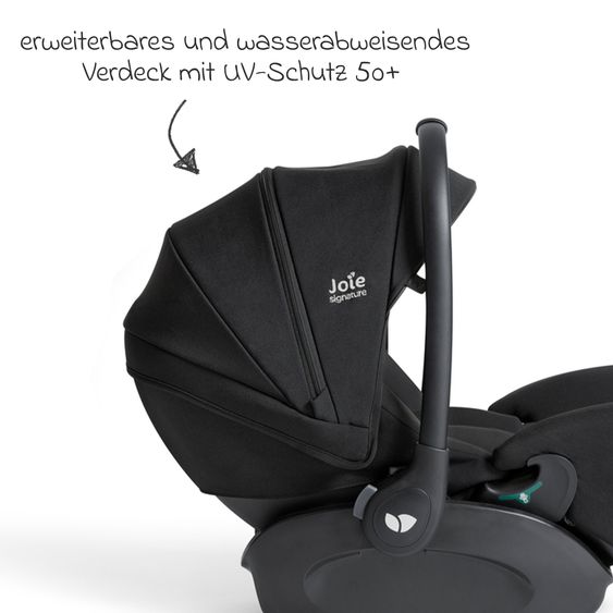 Joie Signature Babyschale I-Level Pro i-Size mit Isofix-Basisstation ab Geburt - 13 kg (40 cm -87 cm) mit Liegefunktuion, Sitzverkleinerer, Sonnenverdeck & Polsterschutz - Signature - Eclipse