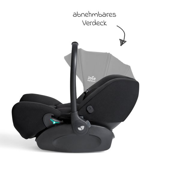Joie Signature Babyschale I-Level Pro i-Size mit Isofix-Basisstation ab Geburt - 13 kg (40 cm -87 cm) mit Liegefunktuion, Sitzverkleinerer, Sonnenverdeck & Polsterschutz - Signature - Eclipse