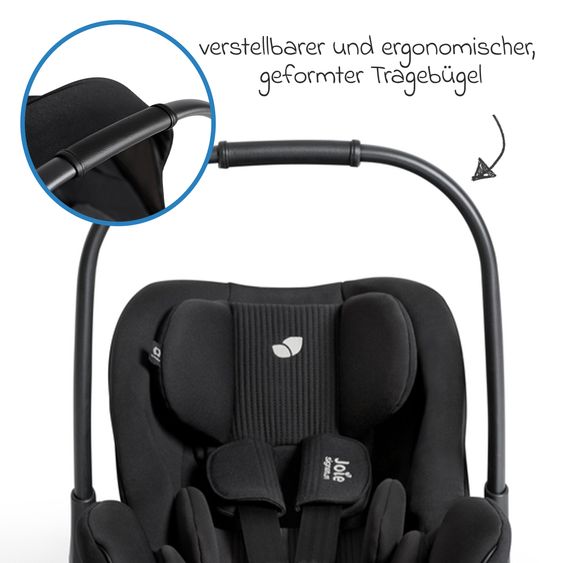 Joie Signature Babyschale I-Level Pro i-Size mit Isofix-Basisstation ab Geburt - 13 kg (40 cm -87 cm) mit Liegefunktuion, Sitzverkleinerer, Sonnenverdeck & Polsterschutz - Signature - Eclipse
