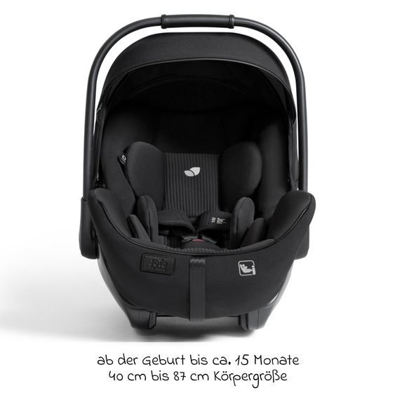 Joie Signature Babyschale I-Level Pro i-Size mit Isofix-Basisstation ab Geburt - 13 kg (40 cm -87 cm) mit Liegefunktuion, Sitzverkleinerer, Sonnenverdeck & Polsterschutz - Signature - Eclipse