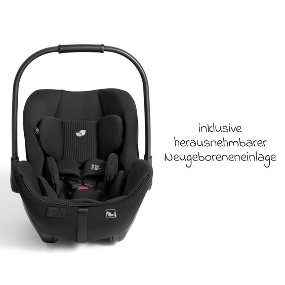 Joie Signature Babyschale I-Level Pro i-Size mit Isofix-Basisstation ab Geburt - 13 kg (40 cm -87 cm) mit Liegefunktuion, Sitzverkleinerer, Sonnenverdeck & Polsterschutz - Signature - Eclipse