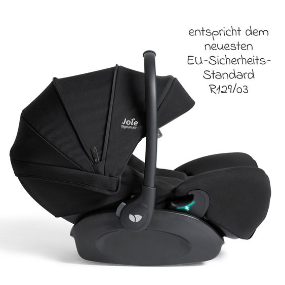 Joie Signature Babyschale I-Level Pro i-Size mit Isofix-Basisstation ab Geburt - 13 kg (40 cm -87 cm) mit Liegefunktuion, Sitzverkleinerer, Sonnenverdeck & Polsterschutz - Signature - Eclipse