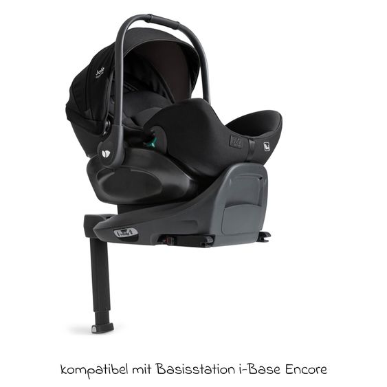 Joie Signature Babyschale I-Level Pro i-Size mit Isofix-Basisstation ab Geburt - 13 kg (40 cm -87 cm) mit Liegefunktuion, Sitzverkleinerer, Sonnenverdeck & Polsterschutz - Signature - Eclipse