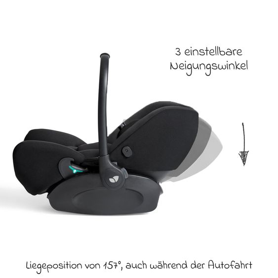 Joie Signature Babyschale I-Level Pro i-Size mit Isofix-Basisstation ab Geburt - 13 kg (40 cm -87 cm) mit Liegefunktuion, Sitzverkleinerer, Sonnenverdeck & Polsterschutz - Signature - Eclipse