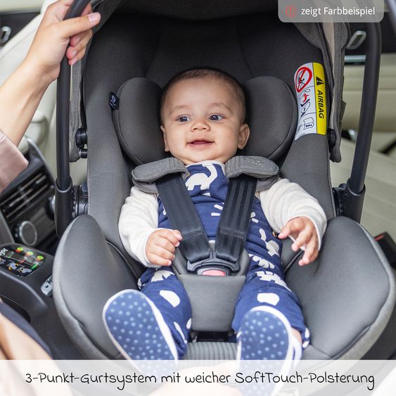 Joie Signature Babyschale I-Level Pro i-Size mit Isofix-Basisstation ab Geburt - 13 kg (40 cm -87 cm) mit Liegefunktuion, Sitzverkleinerer, Sonnenverdeck & Polsterschutz - Signature - Sandstone