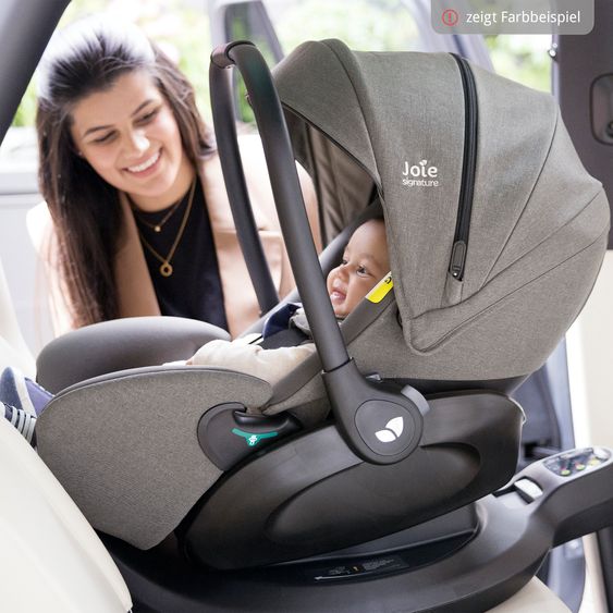 Joie Signature Babyschale I-Level Pro i-Size mit Isofix-Basisstation ab Geburt - 13 kg (40 cm -87 cm) mit Liegefunktuion, Sitzverkleinerer, Sonnenverdeck & Polsterschutz - Signature - Sandstone