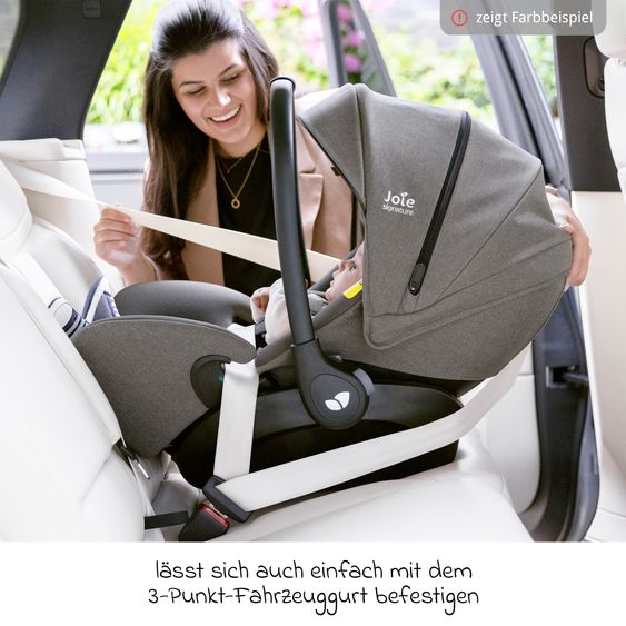 Joie Signature Babyschale I-Level Pro i-Size mit Isofix-Basisstation ab Geburt - 13 kg (40 cm -87 cm) mit Liegefunktuion, Sitzverkleinerer, Sonnenverdeck & Polsterschutz - Signature - Sandstone