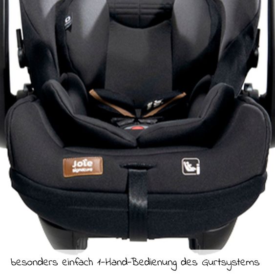 Joie Signature Babyschale i-Level Recline i-Size mit Isofix-Basis ab Geburt - 13 kg (40 cn - 85 cm) Neigungswinkel 157°, Sitzverkleinerer & Sonnenverdeck & Polsterschutz - Signature - Eclipse