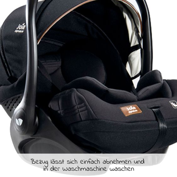 Joie Signature Babyschale i-Level Recline i-Size mit Isofix-Basis ab Geburt - 13 kg (40 cn - 85 cm) Neigungswinkel 157°, Sitzverkleinerer & Sonnenverdeck & Polsterschutz - Signature - Eclipse
