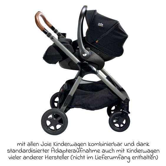 Joie Signature Babyschale i-Level Recline i-Size mit Isofix-Basis ab Geburt - 13 kg (40 cn - 85 cm) Neigungswinkel 157°, Sitzverkleinerer & Sonnenverdeck & Polsterschutz - Signature - Eclipse