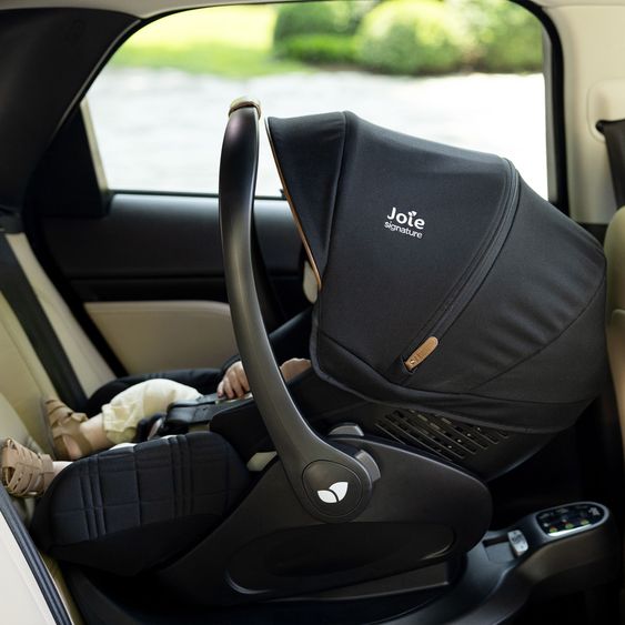 Joie Signature Babyschale i-Level Recline i-Size mit Isofix-Basis ab Geburt - 13 kg (40 cn - 85 cm) Neigungswinkel 157°, Sitzverkleinerer & Sonnenverdeck & Polsterschutz - Signature - Eclipse