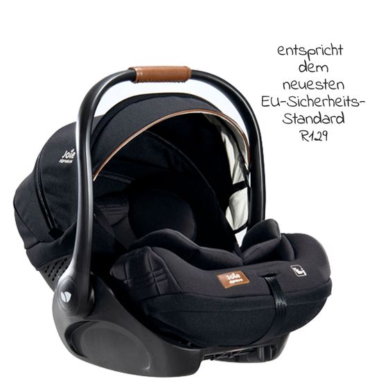 Joie Signature Babyschale i-Level Recline i-Size mit Isofix-Basis ab Geburt - 13 kg (40 cn - 85 cm) Neigungswinkel 157°, Sitzverkleinerer & Sonnenverdeck & Polsterschutz - Signature - Eclipse